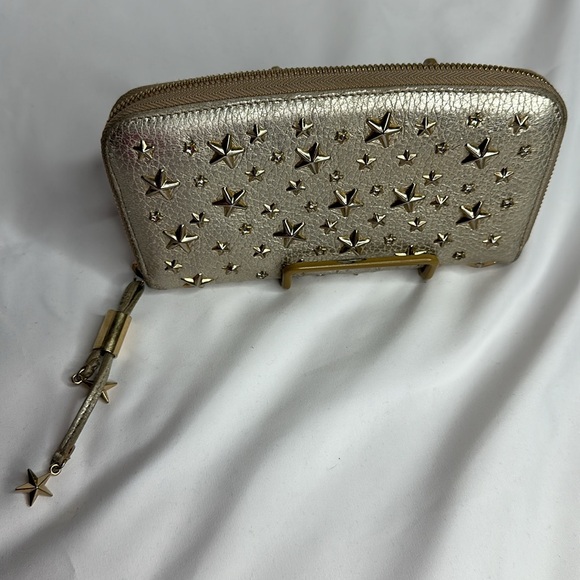JIMMY CHOO FILIPA Star-embossed Leather Wallet GOLD Leather Signat… - Picture 6 of 17